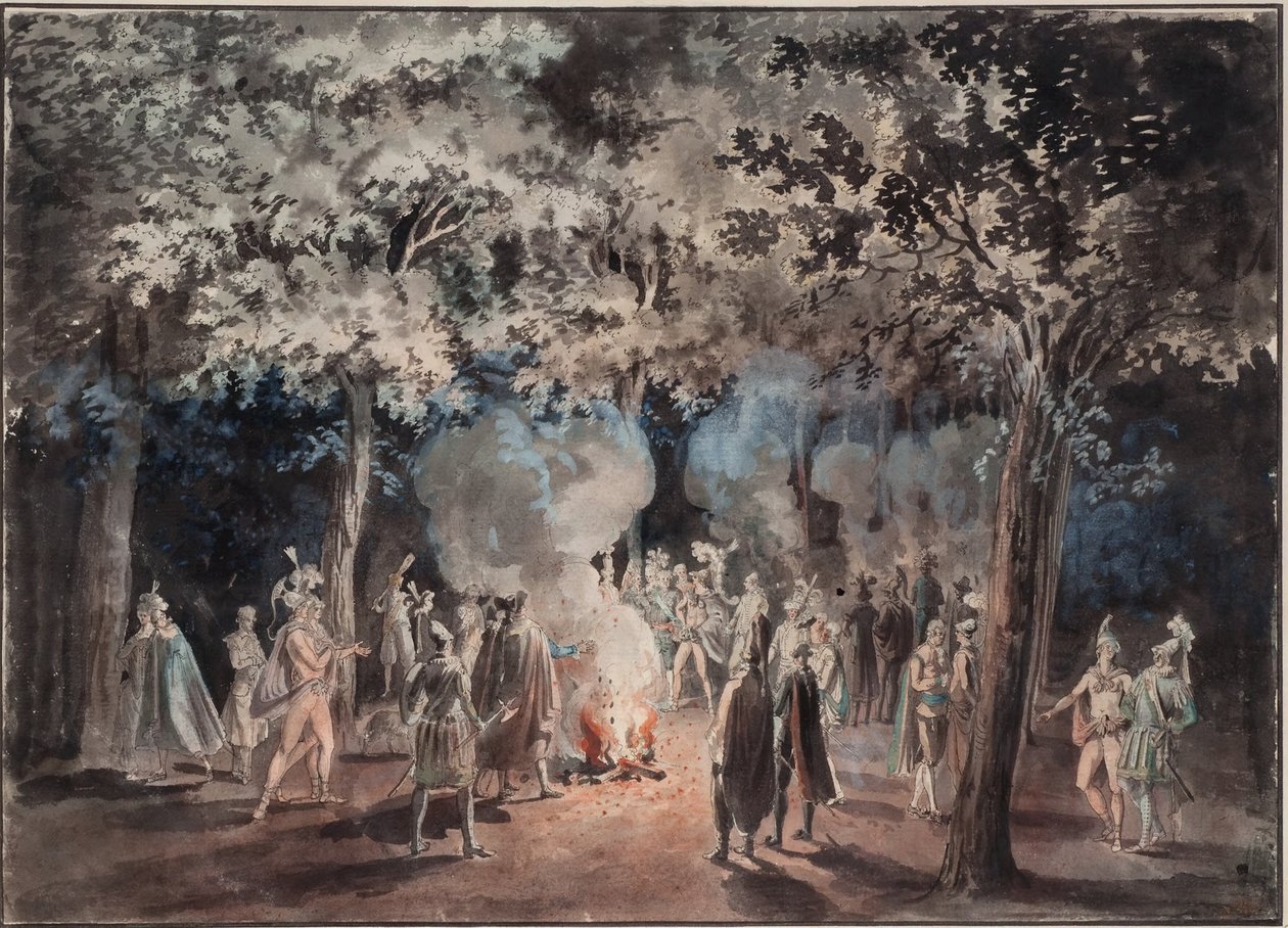 Paseo junto a las hogueras en el parque de Drottningholm 1785 de Elias Martin