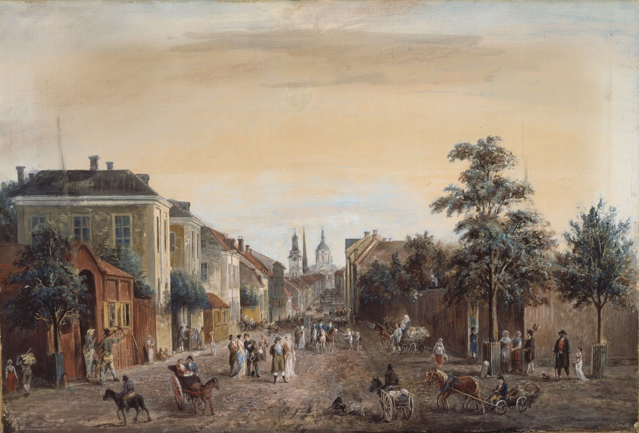 Calle de Estocolmo (Drottninggatan) de Elias Martin