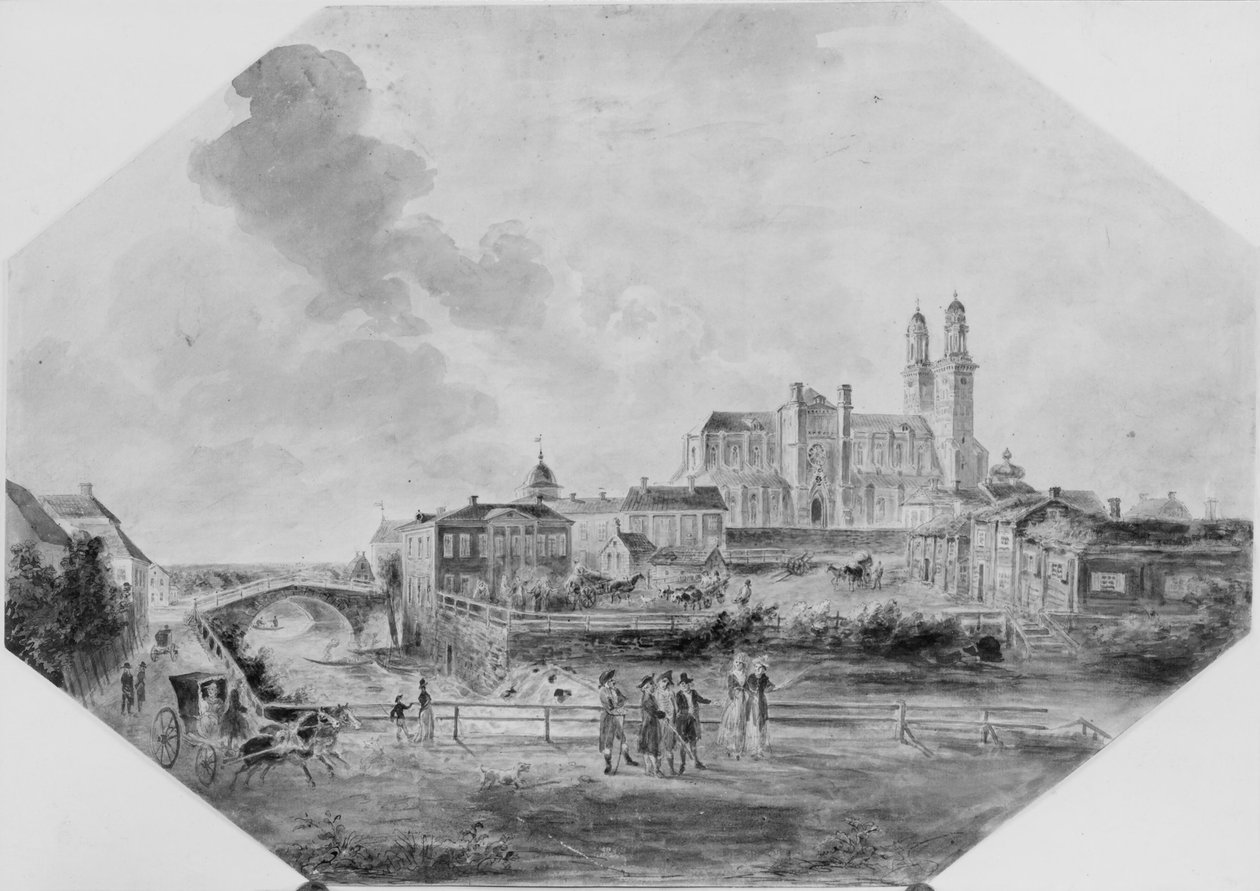 Catedral de Uppsala y la cascada de Elias Martin