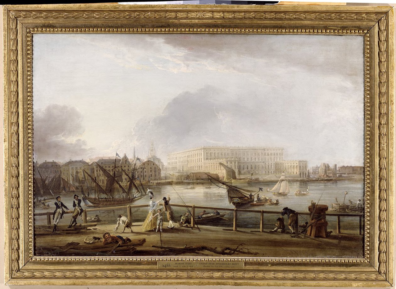 Vista del Palacio de Estocolmo desde el puente de Skeppsholm de Elias Martin