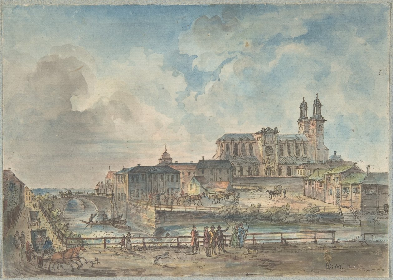 Vista de la catedral de Upsala desde el norte de Elias Martin