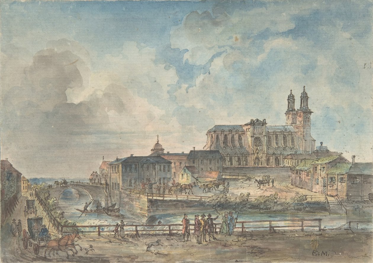 Vista de la catedral de Uppsala desde el norte de Elias Martin