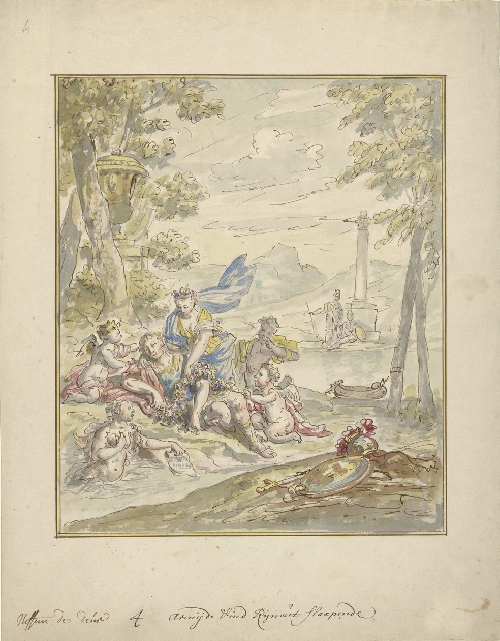 Diseño de un cuadro de habitación con Armida y Rinaldo de Elias van Nijmegen