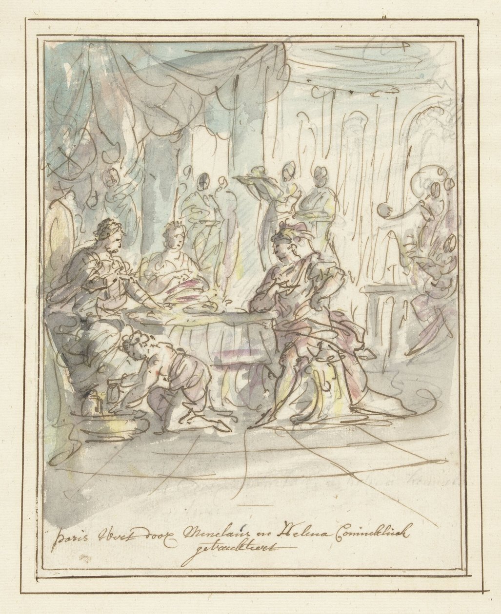 París es recibido por Menelao y Helena de Elias van Nijmegen