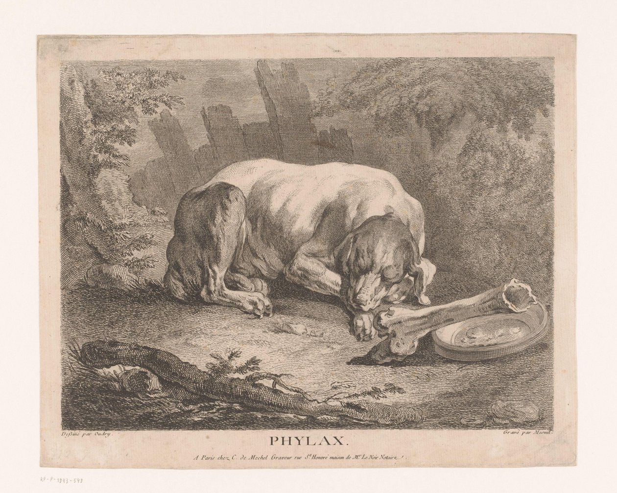 perro durmiendo Phylax (título sobre el objeto) de Élie du Mesnil