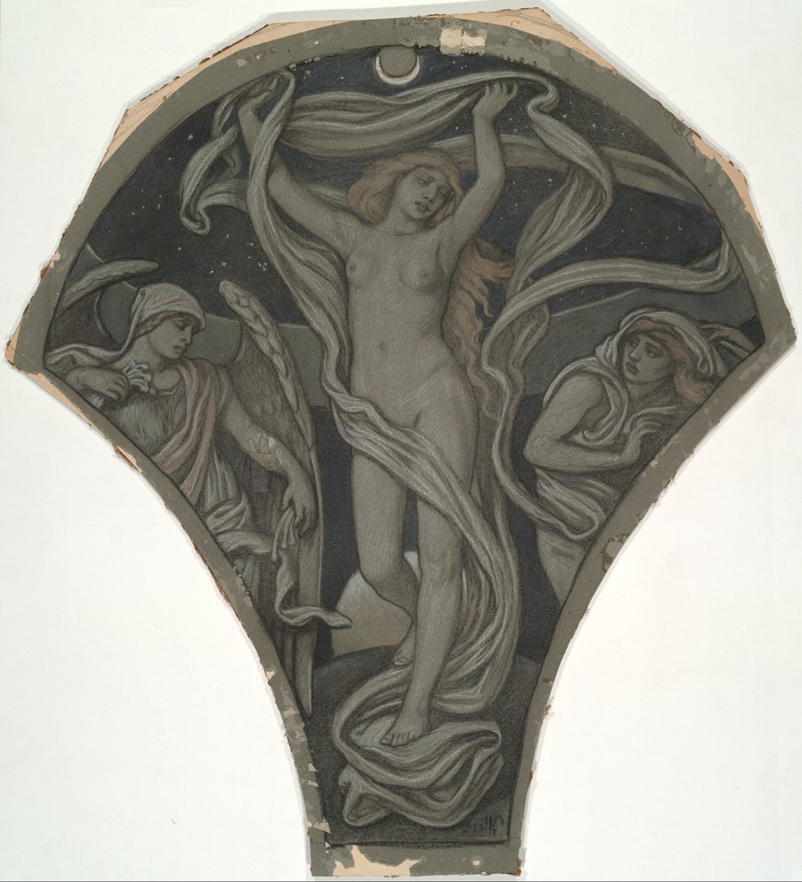 Caricatura para Luna, de los sesenta estudios para el techo Huntington (1926.80) de Elihu Vedder