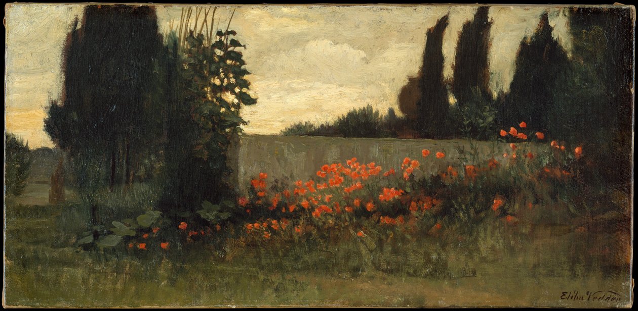 Cipreses y amapolas de Elihu Vedder