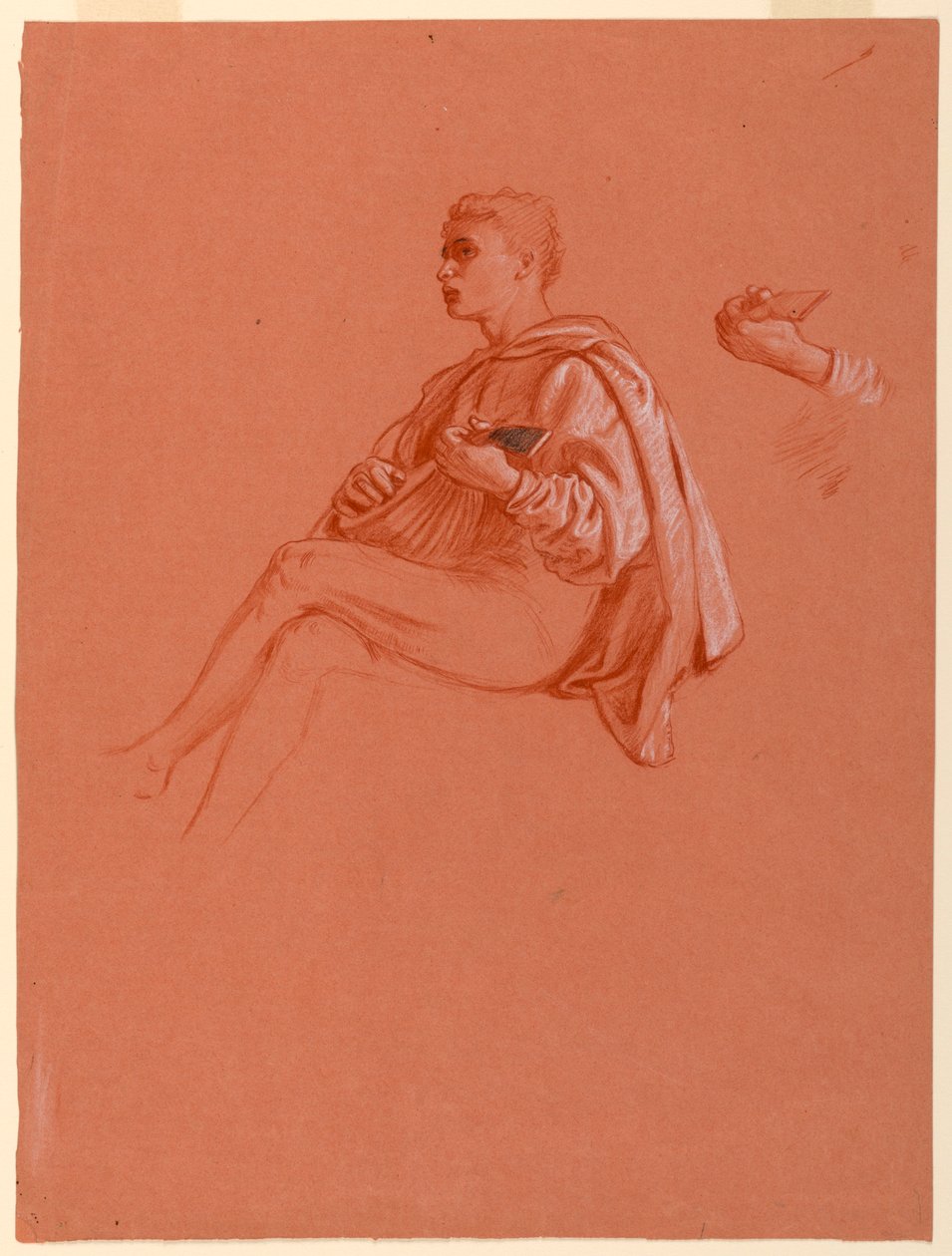 Dibujo, Niño tocando el laúd, 1871-72 de Elihu Vedder