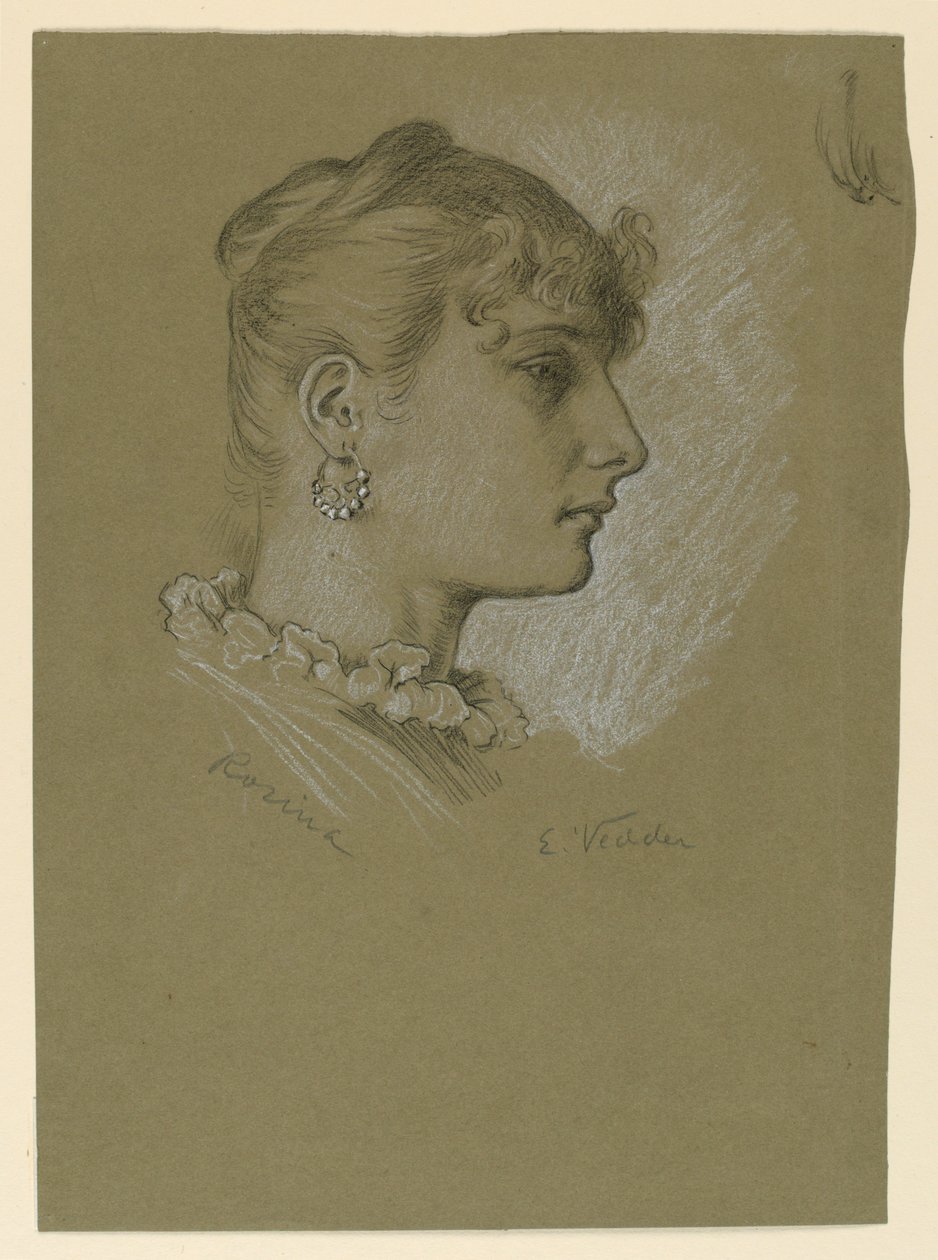 Dibujo, Cabeza de mujer, perfil: Rosina, hacia 1885 de Elihu Vedder