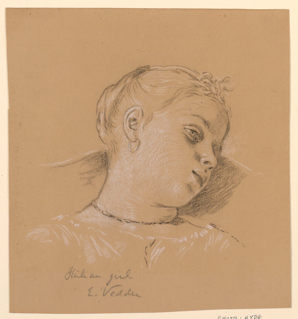 Dibujo, Cabeza de niña italiana, ca. 1885 de Elihu Vedder