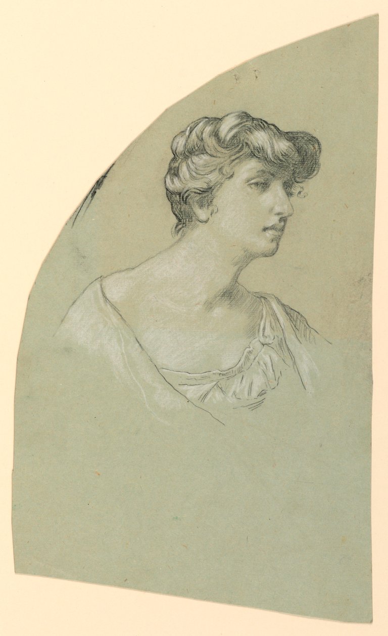 Dibujo, Boceto de retrato de una joven, ca. 1885 de Elihu Vedder