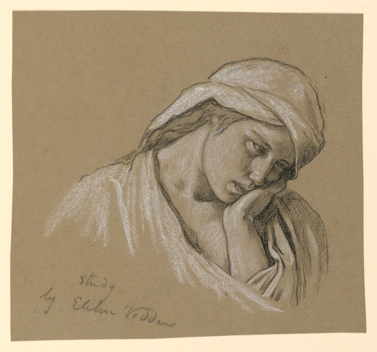 Dibujo, Retrato de un personaje disfrazado, ca. 1885 de Elihu Vedder
