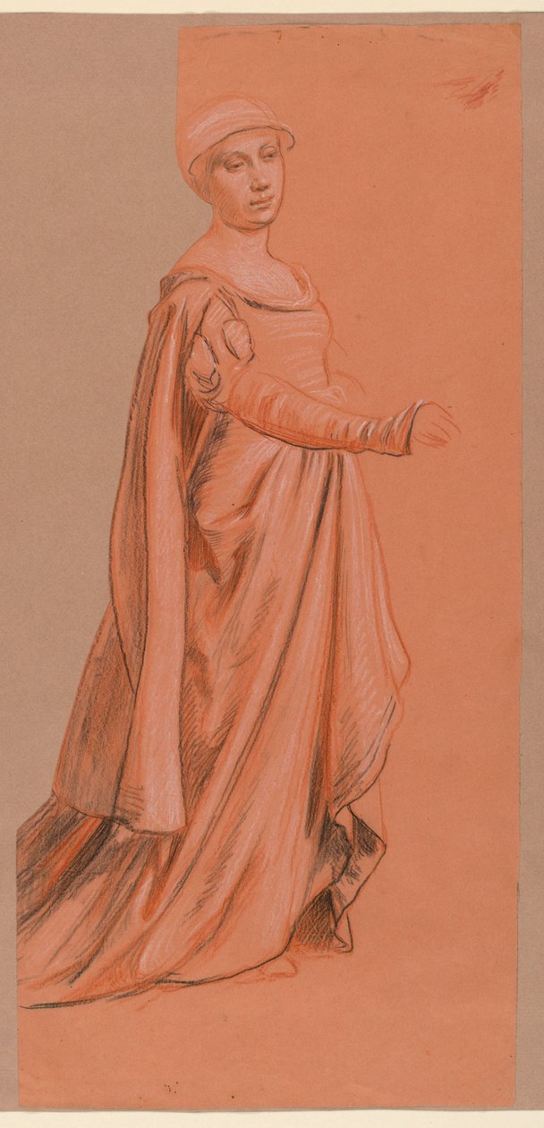 Dibujo, Estudio de una figura disfrazada de "Procesión nupcial", 1871-72 de Elihu Vedder