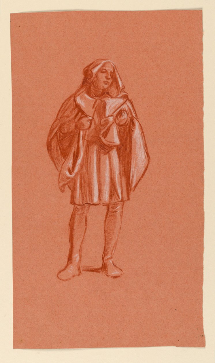 Dibujo, Estudio de una figura con traje de capucha, ca. 1885 de Elihu Vedder