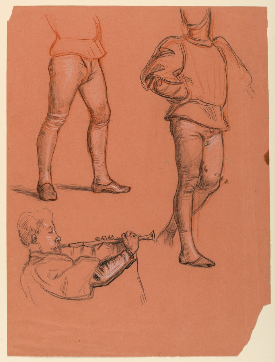Dibujo, detalles de figuras masculinas, ca. 1885 de Elihu Vedder