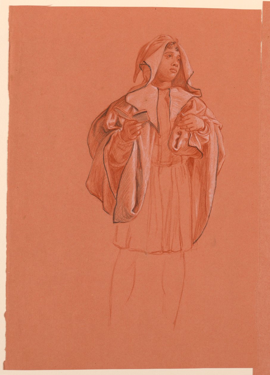 Dibujo, estudio de una figura con capucha, hacia 1885 de Elihu Vedder