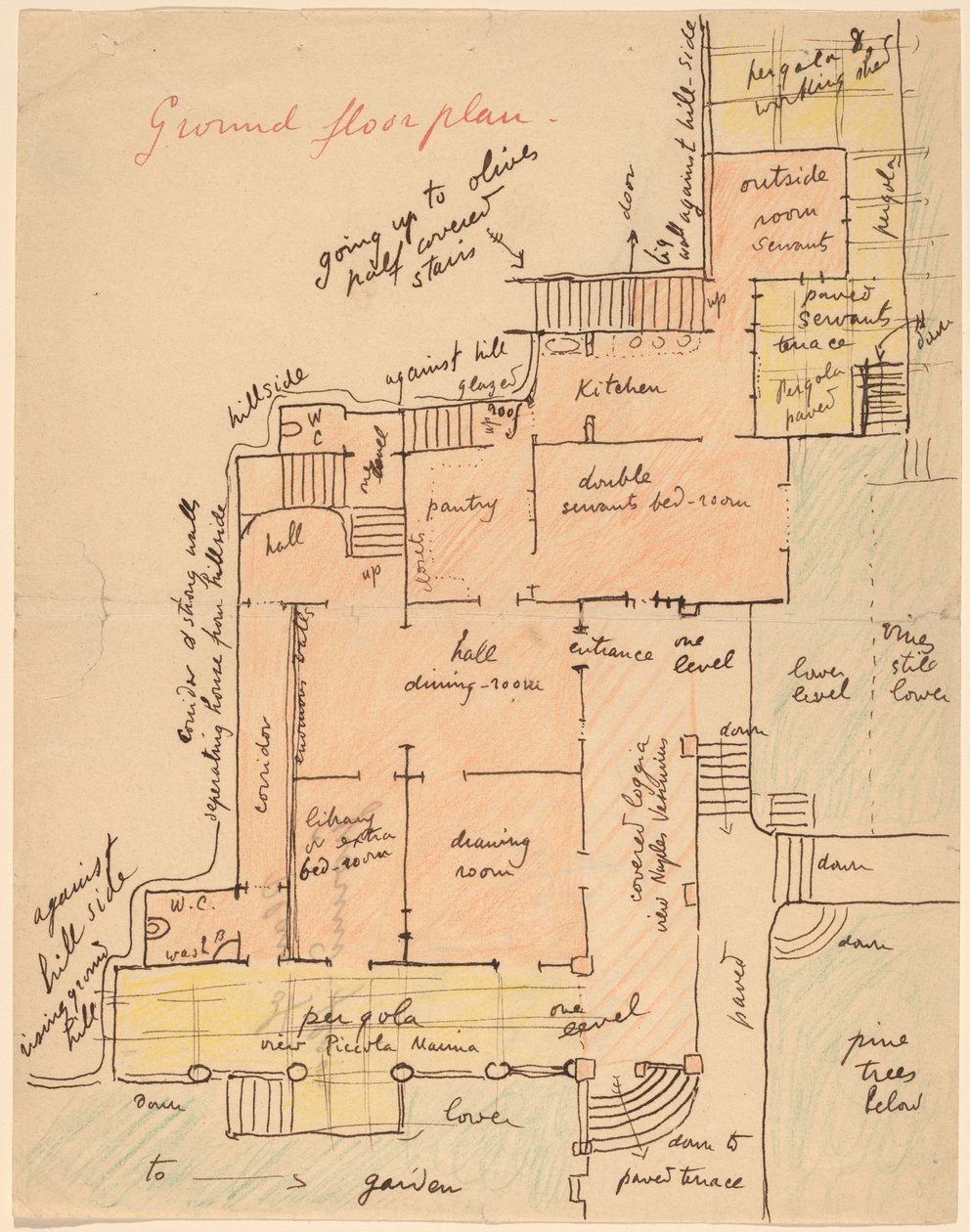 Plano de Planta Baja para Torre Quatro Venti de Elihu Vedder