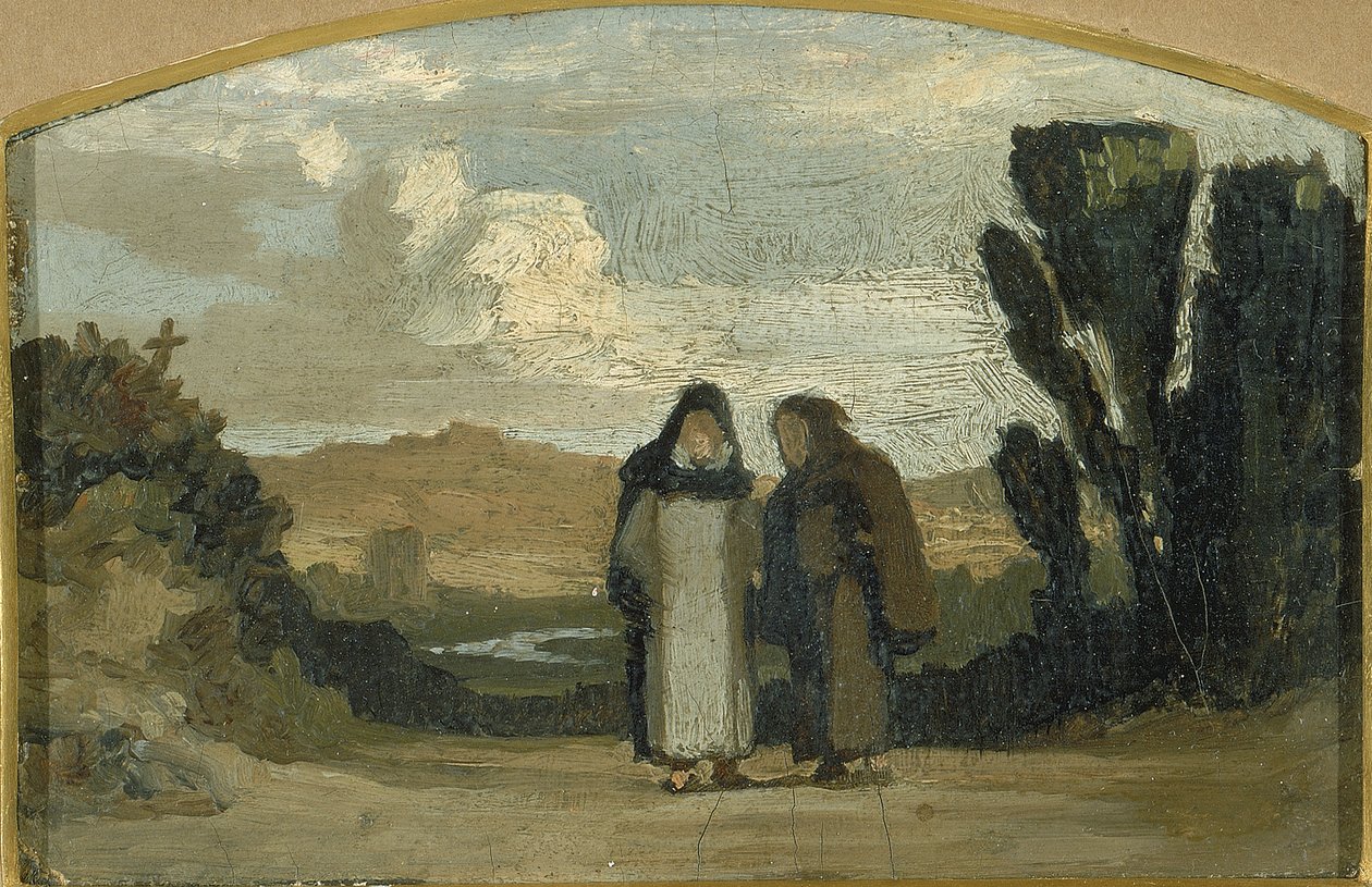 Monjes en la Vía Apia, ca. 1865 de Elihu Vedder