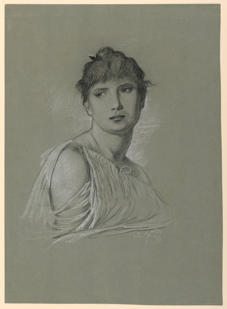 Boceto de retrato de una joven de Elihu Vedder