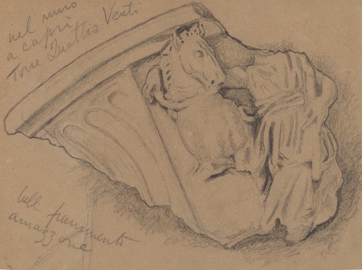 Boceto de un fragmento de una pared en Capri de Elihu Vedder