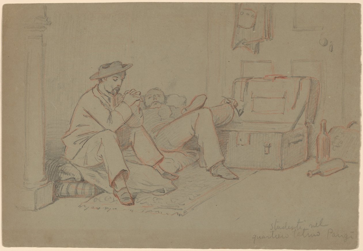 Estudiantes en el Barrio Latino, París de Elihu Vedder