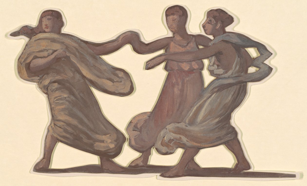 Estudio para "Chicas griegas bañándose" de Elihu Vedder