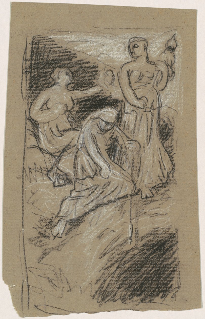Estudio para "Las Parcas recogiendo las estrellas" de Elihu Vedder