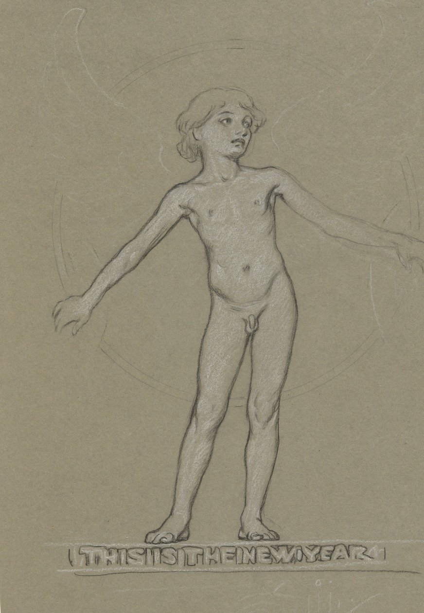 Estudio para la Juventud Alada (El Año Nuevo) de Elihu Vedder