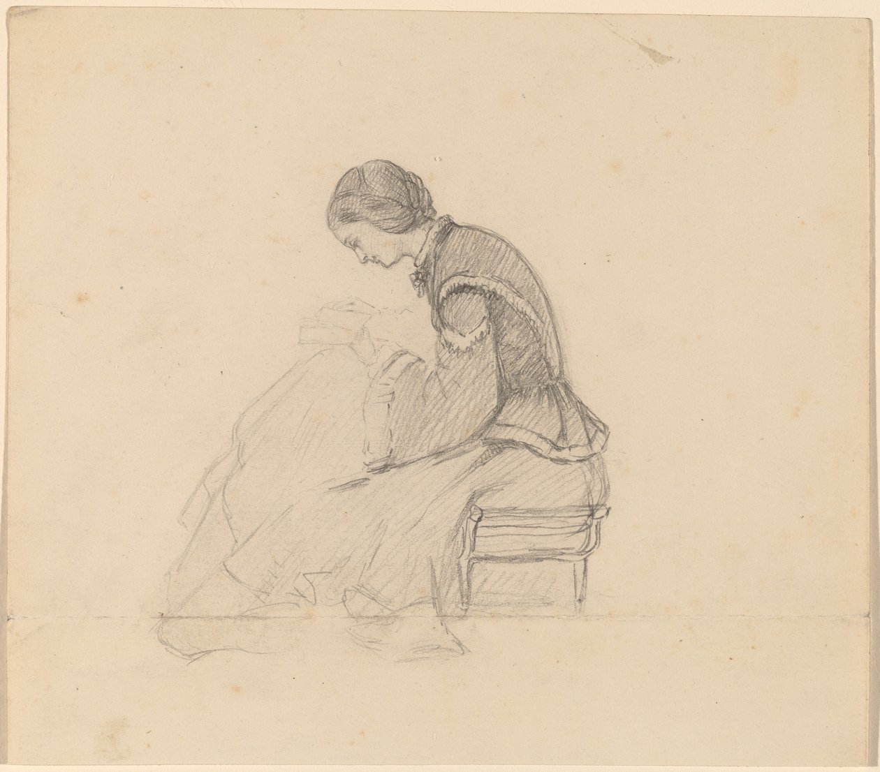 Estudio de una niña leyendo de Elihu Vedder