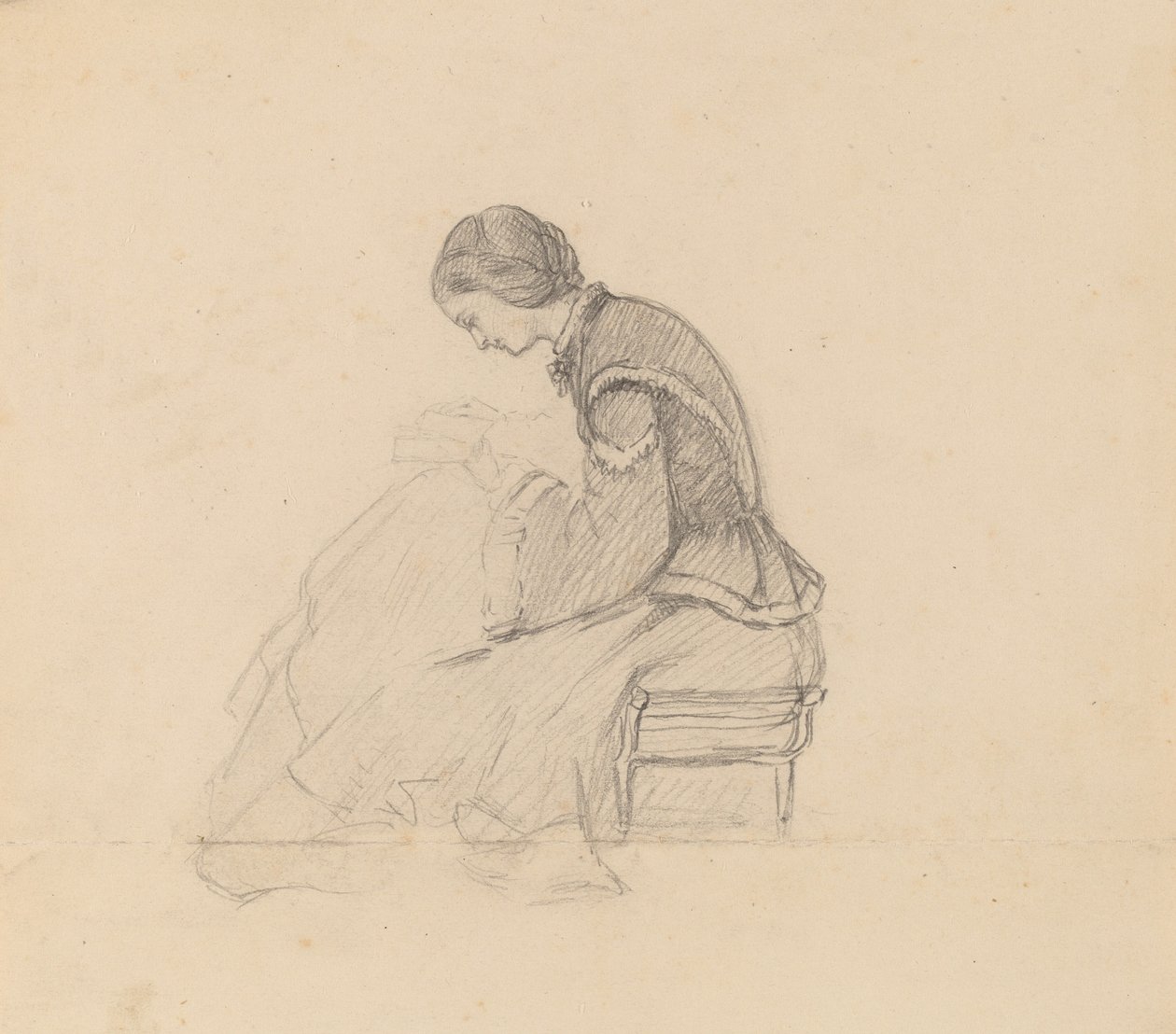 Estudio de una niña leyendo de Elihu Vedder