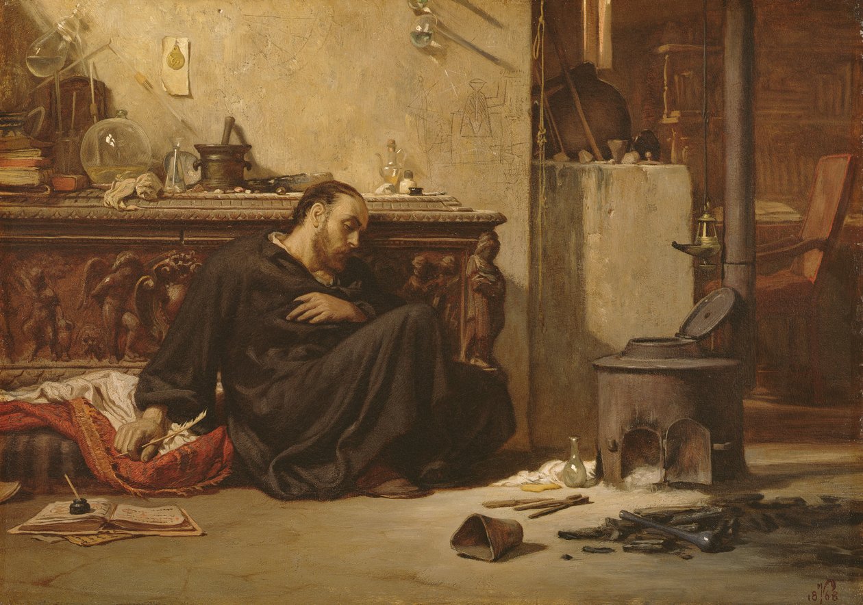 El Alquimista Muerto, c.1868 de Elihu Vedder