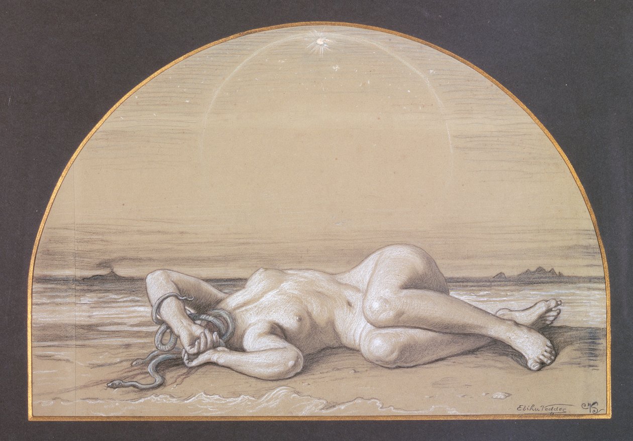 La Medusa muerta (tiza sobre papel) de Elihu Vedder