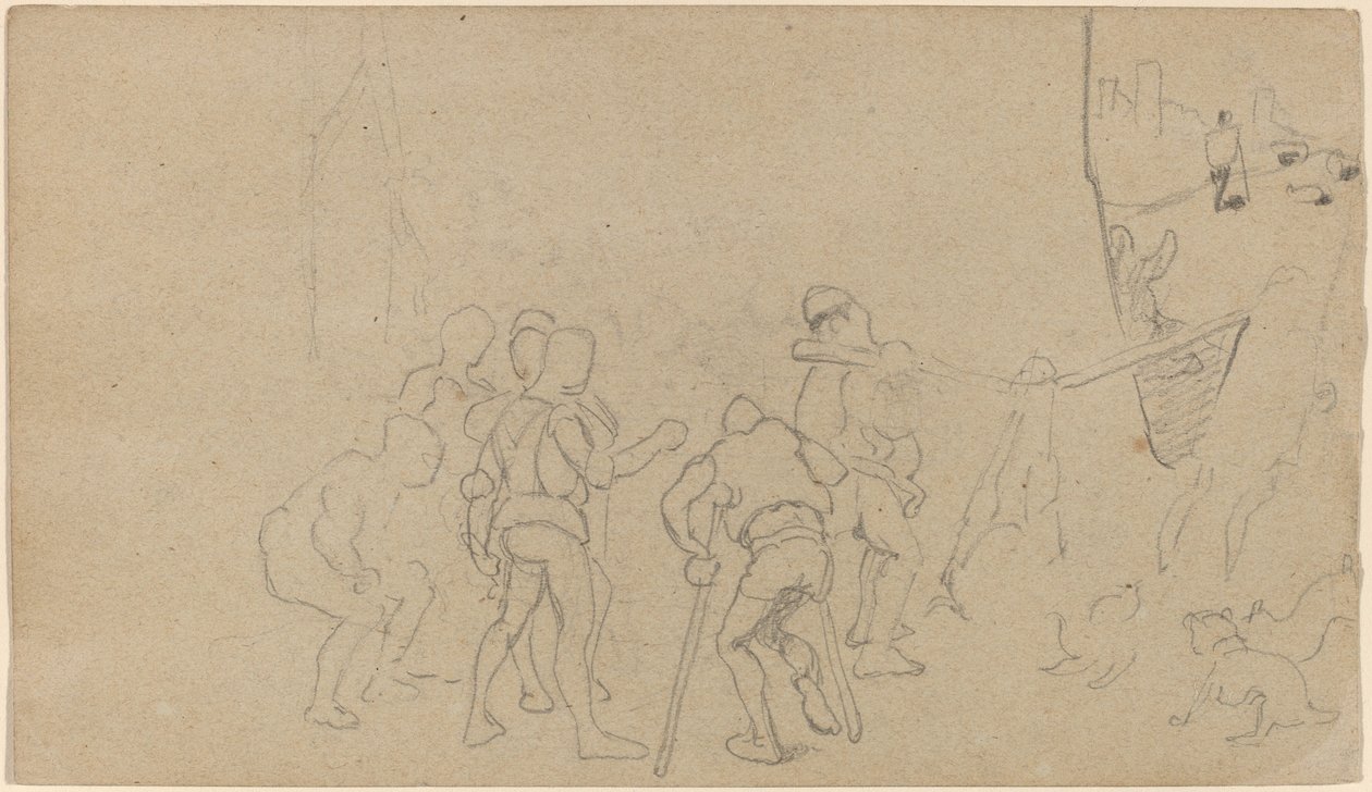 Escena de pueblo de Elihu Vedder