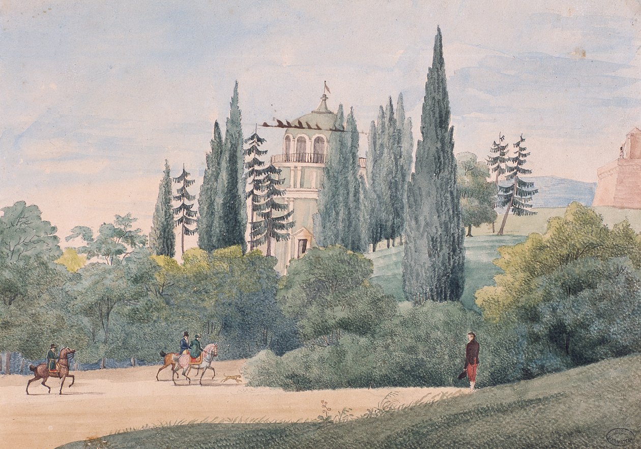 Jinetes en un paisaje italiano de Elisa Bonaparte