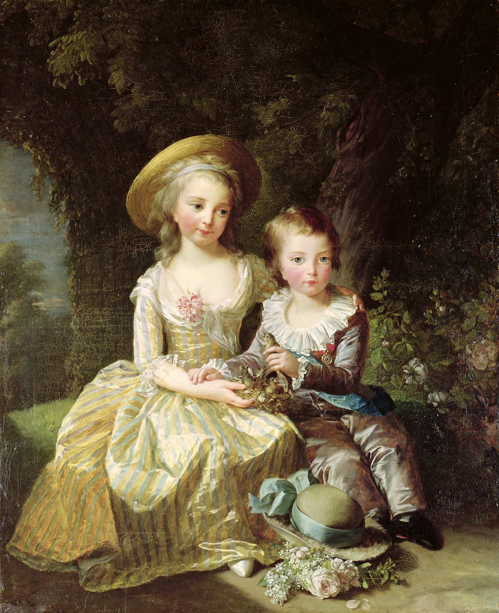 Retratos infantiles de Marie-Therese-Charlotte de Francia (1778-1851), futura Duquesa de Angulema, y Louis-Joseph-Xavier de Francia (1781-89) Primer Delfín, 1784 de Elisabeth Louise Vigee Lebrun