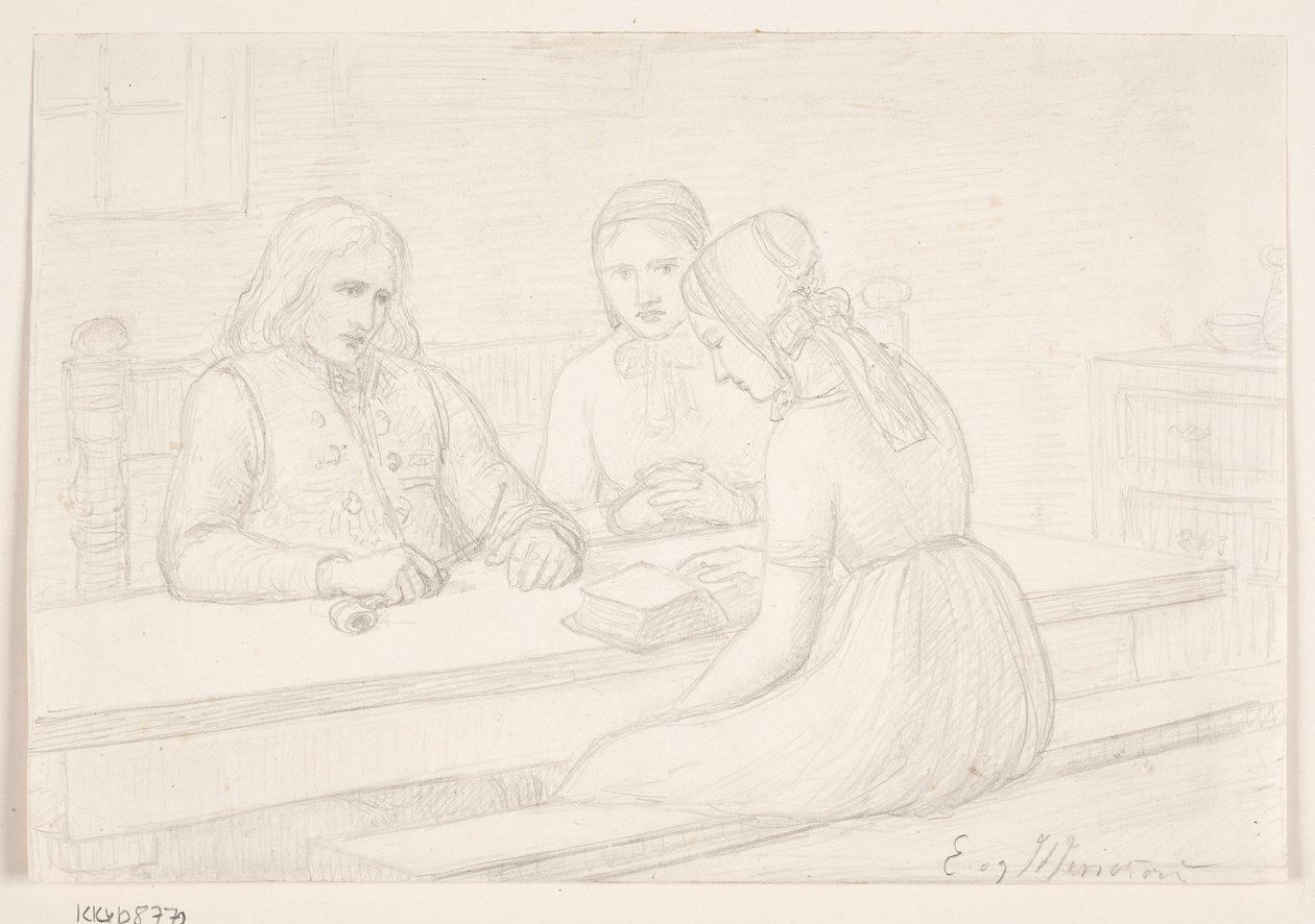 Dibujo de estudio para "Husandagten" de Elisabeth Jerichau Baumann