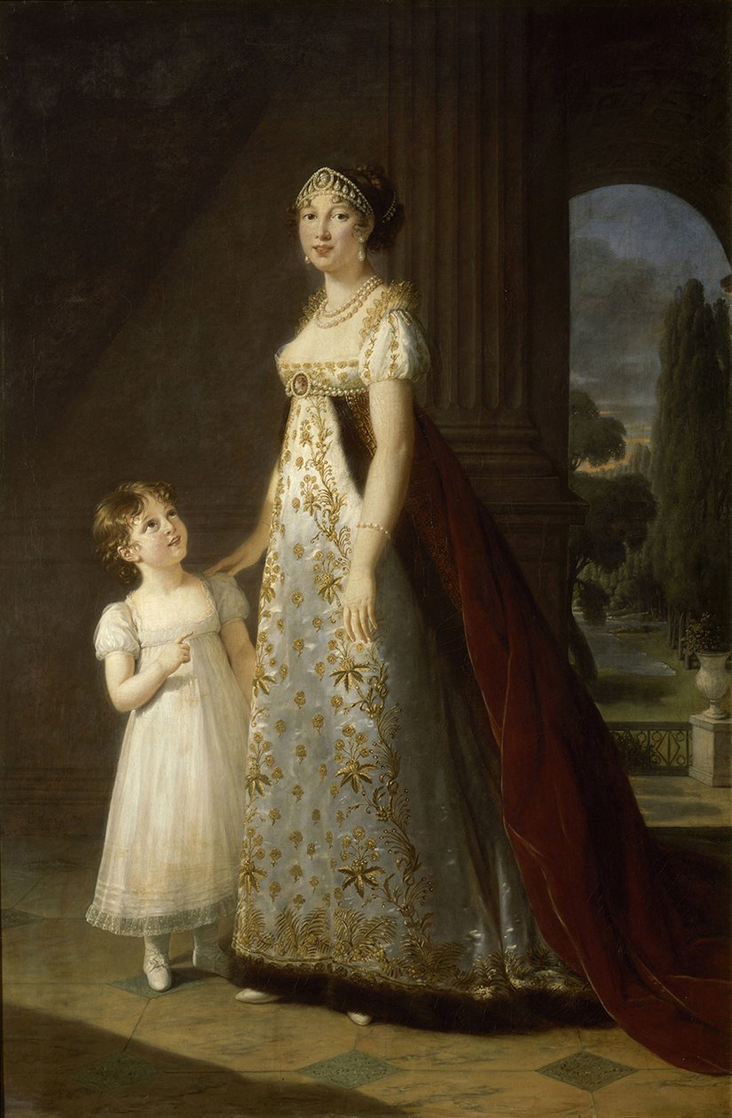Retrato de Carolina Bonaparte 1782-1839, Reina de Nápoles y Sicilia, con su hija, Letizia, 1807 de Elisabeth Louise Vigee Lebrun