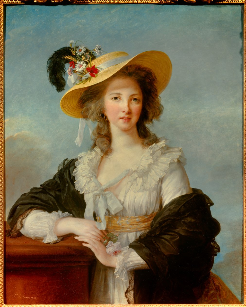 Retrato de Yolande Gabrielle Martine de Polastron, Duquesa de Polignac (1749-1793) con el sombrero de paja de Elisabeth Louise Vigee Lebrun