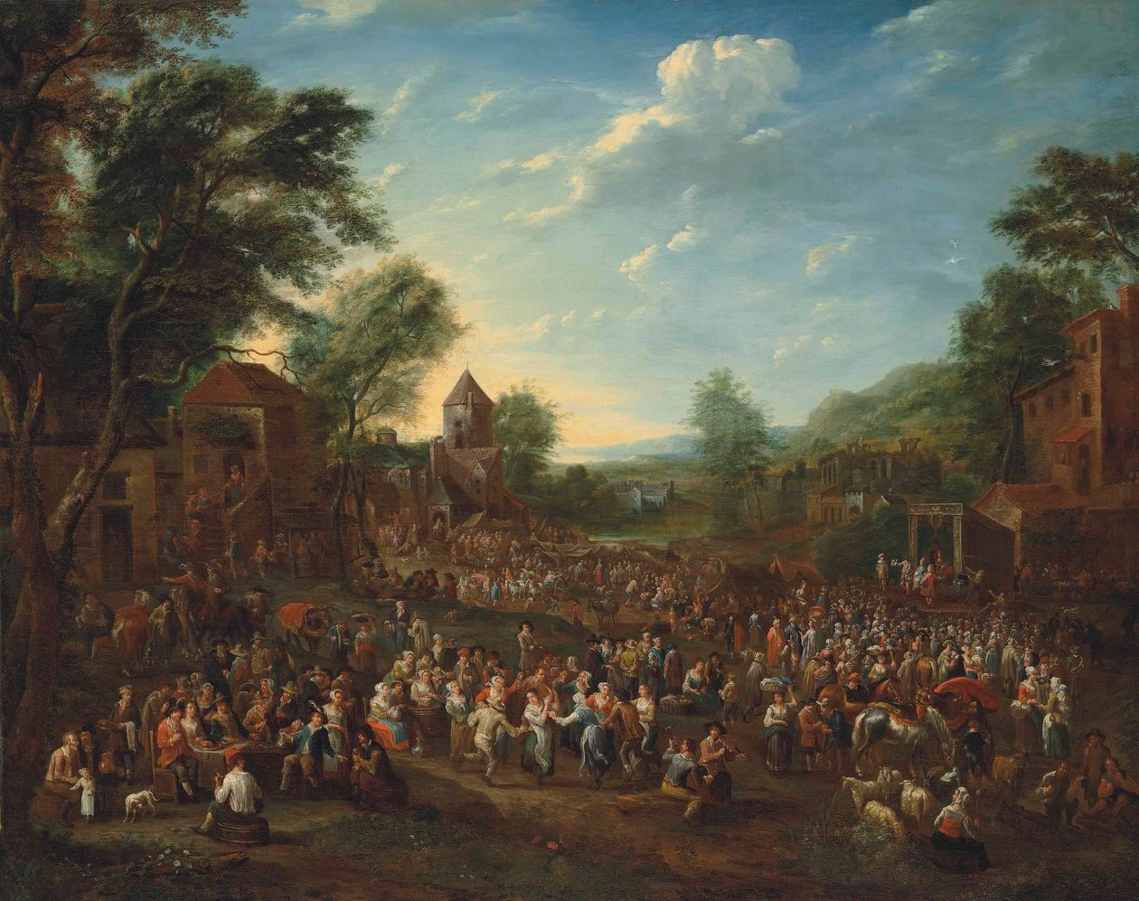 La kermesse de un pueblo con gente bailando y divirtiéndose de Elisabeth Seldron