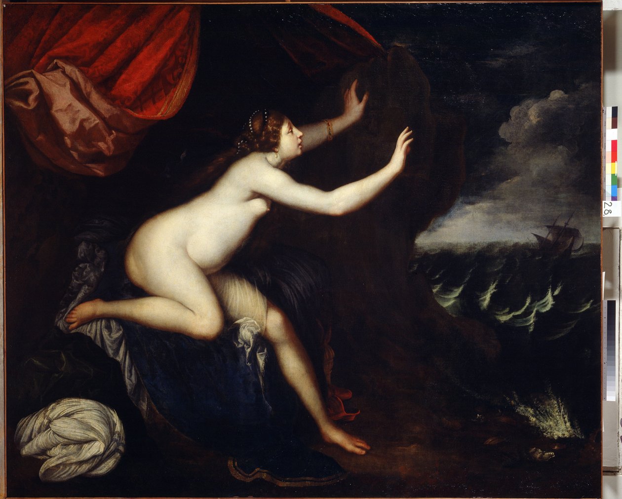 Riyadane (Riyadane) se sentó en Abandon. Pintura de Elisabetta Sirani (1638-1665). Huille-sur-Toile de Elisabetta Sirani