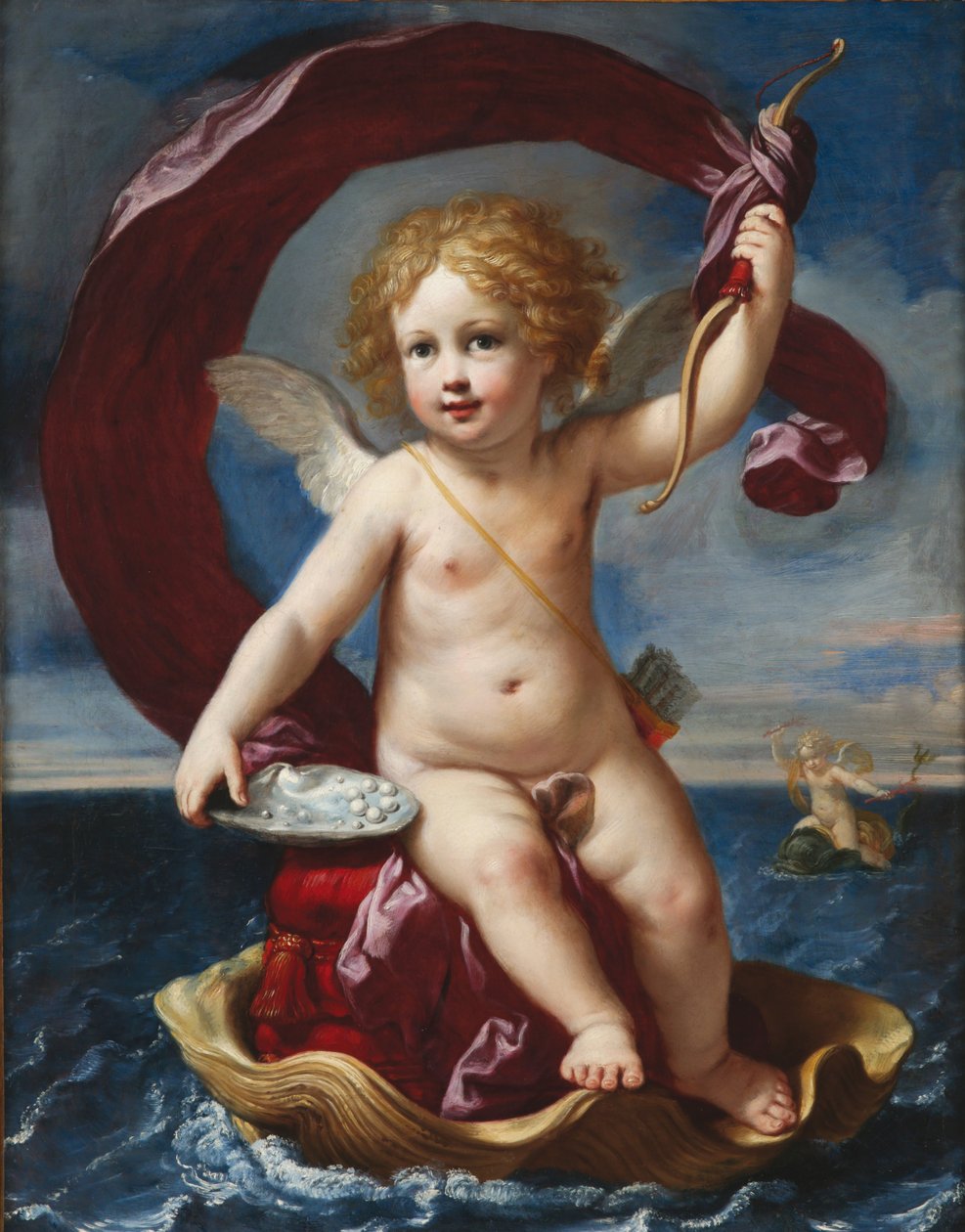 Cupido triunfante en el mar Amorino Medici de Elisabetta Sirani