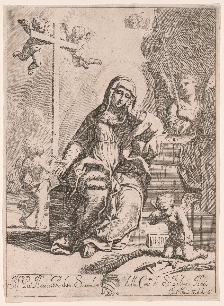 Virgen de los Dolores con símbolos de la Pasión de Elisabetta Sirani