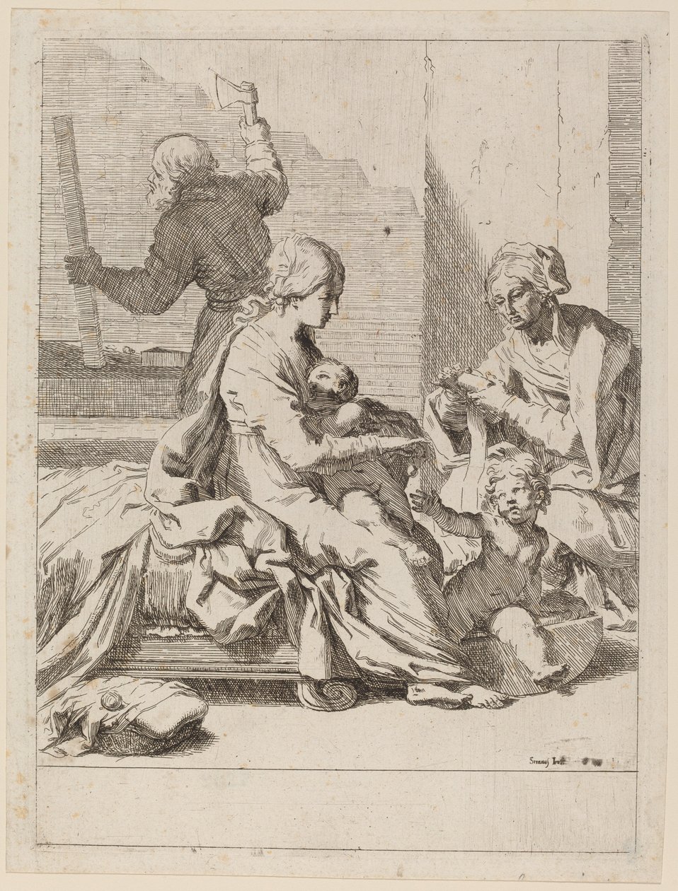 La Sagrada Familia con Santa Isabel y San Juan Bautista de Elisabetta Sirani