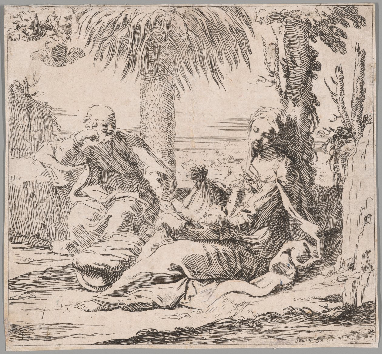 El resto de la huida a Egipto de Elisabetta Sirani