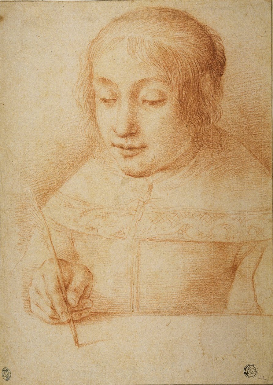 Joven mujer escribiendo o dibujando de Elisabetta Sirani