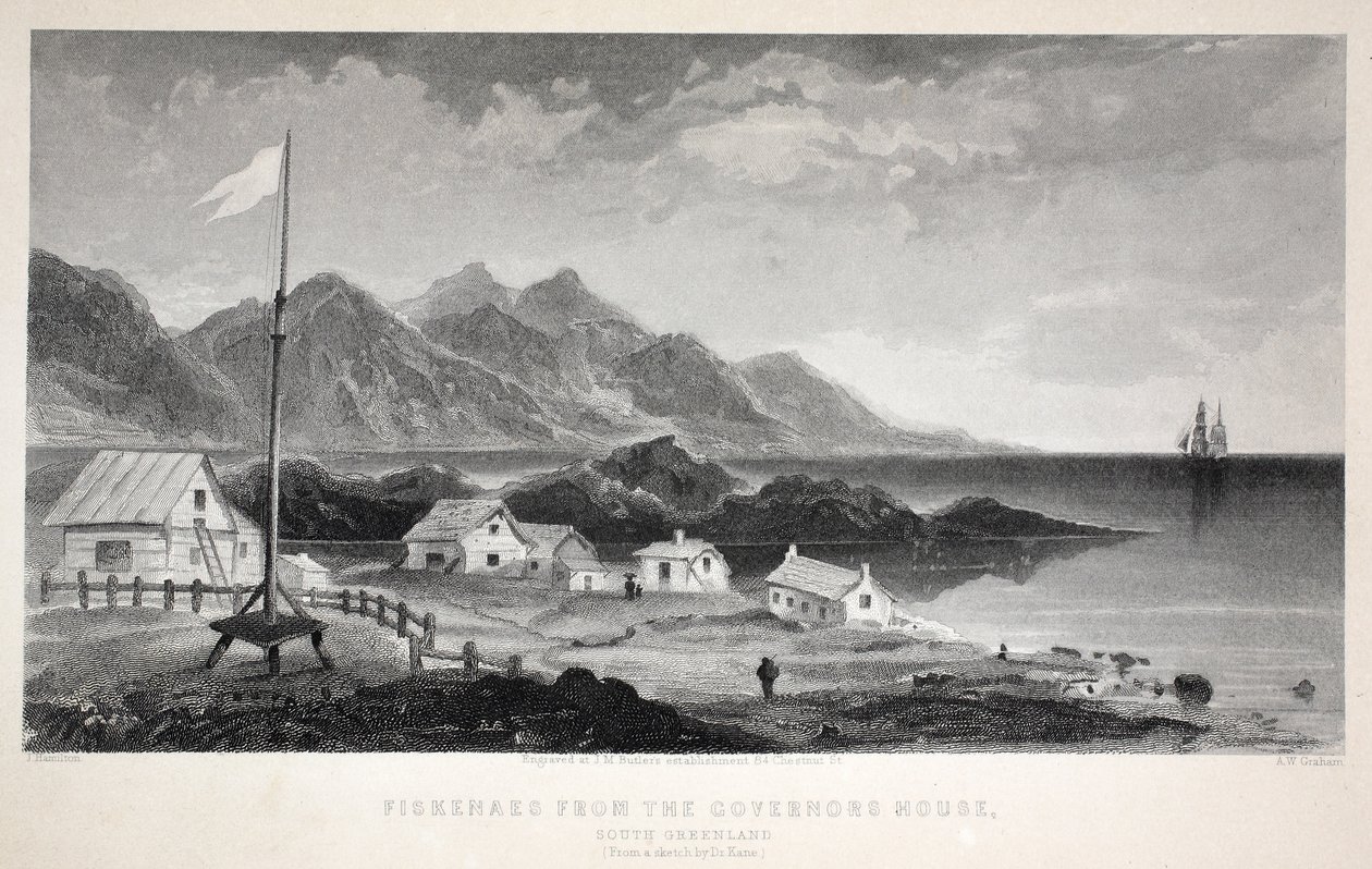 Fiskenaes desde la Casa del Gobernador, ilustración de 