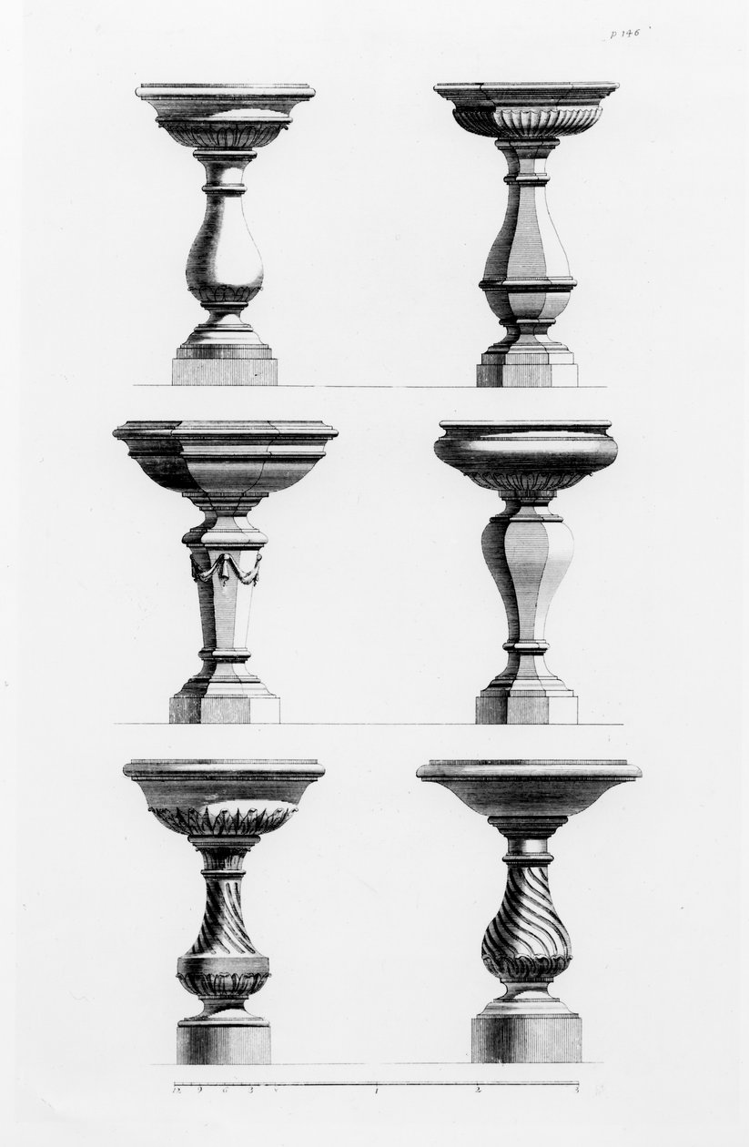 Diseños para urnas en el gusto antiguo, de A Book of Architecture, por James Gibbs (1682-1754), publicado en 1739 de Elisha Kirkall