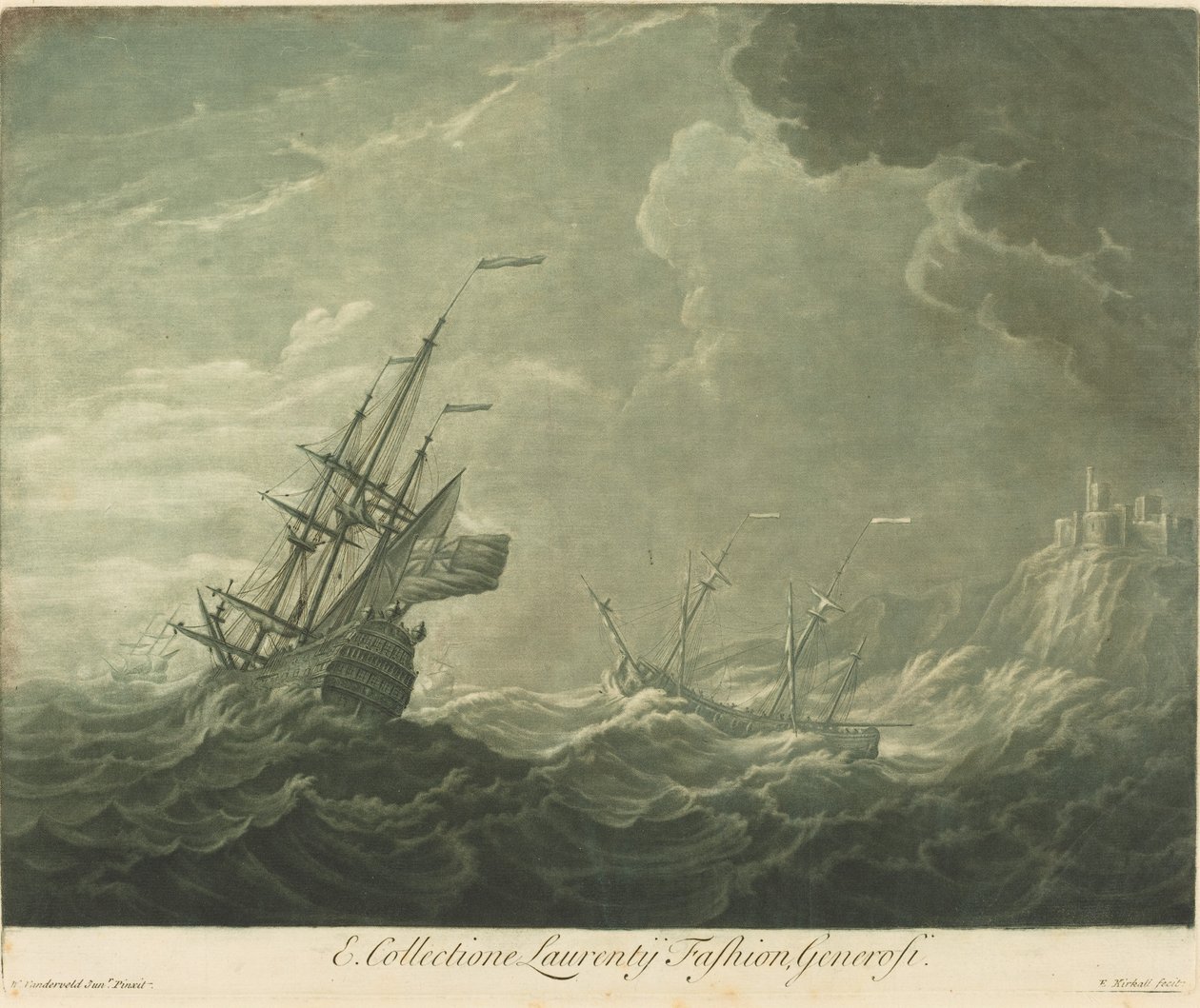Escena de Embarque de la Colección de Lawrence Fashion de Elisha Kirkall after Willem van de Velde the Younger