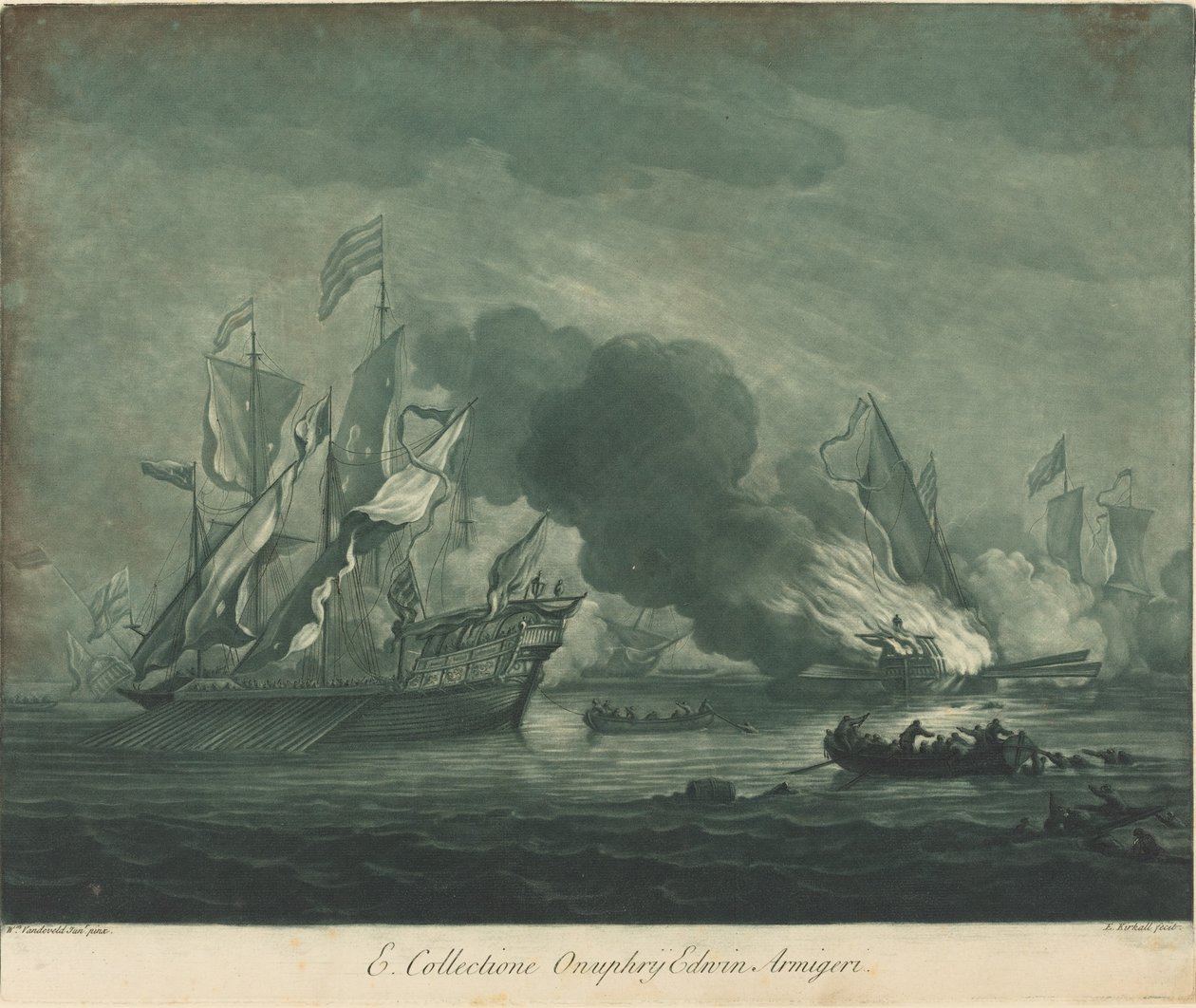 Escena de Embarque de la Colección de Onuphrij Edwin de Elisha Kirkall after Willem van de Velde the Elder