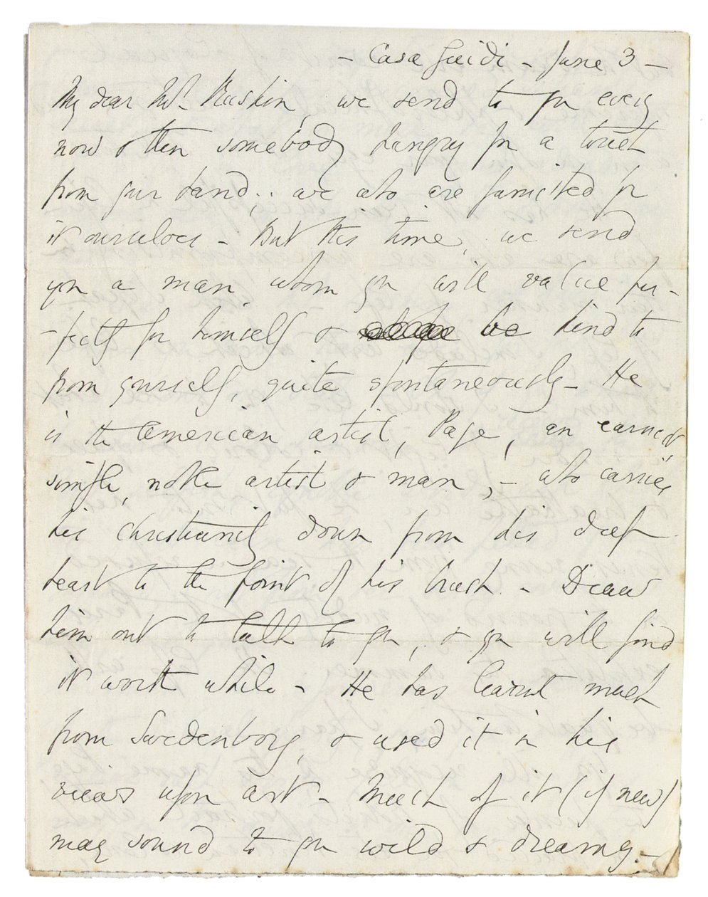 Carta autógrafa a John Ruskin, Casa Giudi, Florencia, 3 de junio de 1859 de Elizabeth Browning
